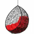 Кресло подвесное без стойки Tropica Bigarden, черное с красной подушкой