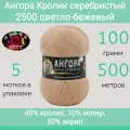 Пряжа Color City Ангора кролик серебристый 2500(2002) светло-бежевый (100г/500м, упаковка 5 мотков)