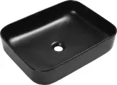 Накладная раковина SantiLine SL-1010MB 48 фаянсовая, без отверстия под смеситель, раковина для ванной, 48 см, прямоугольная, черная