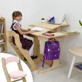 Парта для школьника, растущая парта и растущий стул, с подушкой, комплект, окрашен маслом