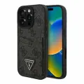 Guess чехол с двойным карманом для карт на iPhone 16 Pro Max, PU-кожа 4G Triangle metal logo черный