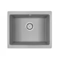 Кухонная мойка Paulmark GERA 60, 550х460 мм, гранитная, врезная / подстольная / вровень со столешницей, цвет серый металлик
