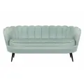 Прямой дизайнерский диван ракушка, Pearl triple green, зеленый с черными ножками