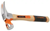 Молоток TRUPER / Трупер MOR-16 гвоздодер, столярный, с деревянной ручкой, стальной боек, серый, 330мм / инструменты для ремонта и строительства