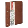 Тетрадь на кольцах большая А4 (240х310 мм), 120 листов, под кожу, клетка, BRAUBERG Main, коричневый, 404511