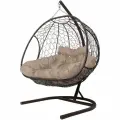 Подвесное кресло M-group добрыня с ротангом коричневое, бежевая подушка