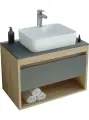 Тумба с раковиной Teymi Ritta 65 дуб эврика, матовый графит, раковина Helmi S 48