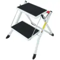 Табурет стремянка с 2 ступенями и ручкой для переноса, противоскользящая, углеродистая сталь, лестница высота 44,5 см
