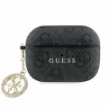 Guess для Airpods Pro 2 чехол кожаный с узором 4G металлическим лого и подвеской, черный