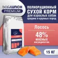 Сухой полнорационный корм для взрослых собак средних и крупных пород DogLunch Premium с лососем 15кг