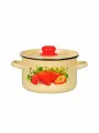 Кастрюля эмалированная СтальКлубника садовая, с крышкой, 1,5 л