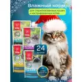 Корм влажный для кошек стерилизованных Blitz набор паучей, 85 г х 24 шт