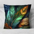 Подушка декоративная Зеленые Перья 40х40 велюр