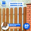 Штакетник металлический Классик (односторонний окрас Принтек - Золотой Орех, высота 0.9 м, ширина планки 10 см, 20 шт, саморезы в комплекте)