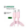 Кабель UGREEN L502 Type C to Type C 5A PD 100W в оплетке 1м, цвет розовый (65251)