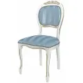 Стул деревянный дезире 51 для кухни, столовой, гостиной, обеденный, из массива бука итальянский каркас, голубой, эмаль белая, золотая патина