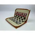 Шахматы карманные магнитные Chessm аналог советских шахмат Симза (Коричневый футляр, красные фигуры)