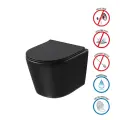 Унитаз подвесной Grossman Торнадо GR-4477BMSQ с микролифтом, безободковый, овальный, черный, без бачка, фаянсовый, антивсплеск