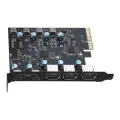 Плата расширения PCIe to USB 3.2 Gen 2 с пропускной способностью 20 Гб, 5-портовый (3X USB-A -2X USB-C) конвертер, разветвитель PCIE для Windows 10/8