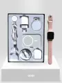 Умные смарт часы Watch 8 набор 6 в 1 розовые