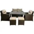 Комплект садовой мебели KALYMERА Женева, искусственный ротанг, на 6 персон, бежевый/коричневый