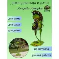 Садовая фигурка для дома, сада, дачи, огорода Лягушка в шляпе с банджо металлическая