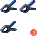 Ручной зажим Кобальт пружинный, с фиксатором, из армированного пластика, с обрезиненными рукоятками, черно-синий, 150мм (комплект из 3 шт)