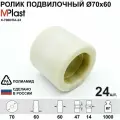 Колеса (подвилочный ролик) 70х60 мм, 24 шт, полиамид/нейлон, для гидравлической тележки рохля