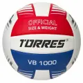 Мяч вол. TORRES VB 1000, V32415, размер 5, синт. кожа (микрофибра), клееный, бут. кам, бел-син-красный