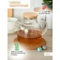 Чайник заварочный 1.5 л стеклянный, бамбук