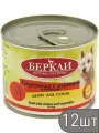 Berkley Набор 12 шт Консервы для собак, перепелка с курицей и овощами 200г 1 шт 2.4 кг