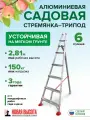 Профессиональная алюминиевая садовая стремянка 6 ступеней NV 3191