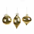 Шары GOODWILL M&G с жемчужной верхушкой (набор 3 формы) золотые 10 см, стекло