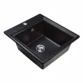 Мойка для кухни каменная черная 45х51, врезная/подстольный монтаж, прямоугольная