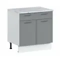 Кухонный модуль напольный столплит мюнхен СБ-3477 с двумя фасадами и ящиком, ЛДСП, серый, 80х85,6х60 см