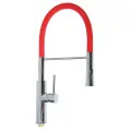 Смеситель для кухни с гибким силиконовым изливом Accoona A4890N-1 Красный+Хром