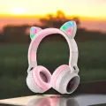 YOU CAT-BT028C серые. Беспроводные наушники cat ear с ушками кошки и подсветкой.