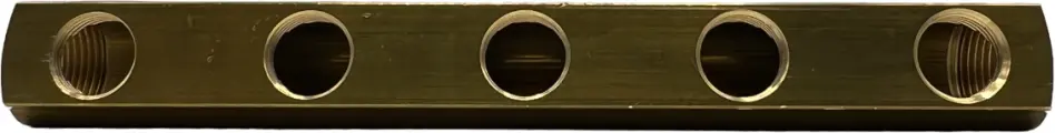 Коллектор стандартный NTM арт. 600-50, 1 1/4 ВР х 5 выходов х 1/2 ВР, шаг 50 мм
