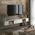 Тумба под телевизор подвесная в гостиную , тумба навесная под ТВ в спальню 210 см дуб сонома/белый шагрень