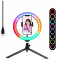 Кольцевая лампа RGB MJ20 с держателем для смартфона, настольной треногой, шарниром, диаметр 20 см