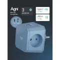 Тройник для розетки, AGNI, быстрая зарядка, разветвитель на 3 гнезда + USB-A и TYPE-C