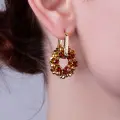Серьги конго Greenbird, кристаллы Swarovski, жемчуг Swarovski синтетический, фианит, золотой, красный