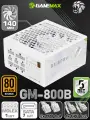 Блок питания для ПК 800W 80+ Gold ATX GAMEMAX GM 800B WH Белый 140мм 20+4pin 2*4+4pin(CPU) 4*6+2pin(PCI-E) 7*SATA 1*MOLEX