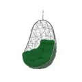 Подвесное кресло овал ротанг серое (без стойки), зелёная подушка