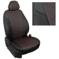 Комплект авточехлов Автопилот Nissan Almera III (G15) сплошная с 13-18 гг. Экокожа ромб (Черный + Шоколад)