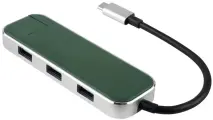 Разветвитель USB Rombica Type-C Chronos Green, USB 3.0 x 3, Type-C PD, LAN, алюминий, зелёный