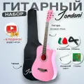 Гитара акустическая 38 Розовая Матовая (Набор начинающего гитариста, Jordani JD3820 PI)