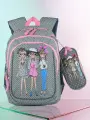 Рюкзак школьный для девочки с пеналом. 2 отделения, мягкая спинка