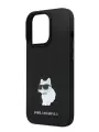Lagerfeld для iPhone 14 Pro чехол Liquid silicone NFT Choupette metal pin Hard Black