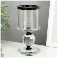 Стеклянный подсвечник на 1 свечу Кристалл шар, чёрные вставки, 14x7x7 см
